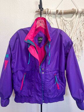 Vintage Cabin Creek Colorblock Windbreaker Purple Pink Teal 90s Jacket